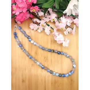 Periwinkle Blue Fire Agate necklace - 8mm